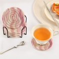 thumbnail image 3 of Yayeee 6 PCS Drink Coasters with Holder Set Woven Absorbent Round Tabletop Hot Pad, Soft Brown Pattern, 3 of 7