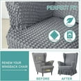 thumbnail image 4 of LKJYER Chair Slipcover, Universal Bubble Wing Chair Slipcovers with Skirt, Living Room High Back Chair Covers Set with Ottoman Cover, Easy Fit Washable Slip Covers for Armchairs, 4 of 6