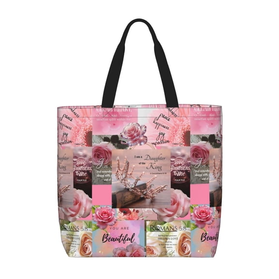Jesus With You Custom Polyester Tote Bag Blank, Reusable Shopping Shoulder Bag