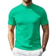 thumbnail image 2 of Lumtrix Mens Mock Turtleneck Shirts Short Sleeve Casual Shirts Fitted Solid Color Pullover Tops Mint Green M, 2 of 7