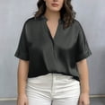 thumbnail image 6 of Zedker Tops for Womens Business Summer Casual Elegant Satin Silk Short Sleeve Shirts V Neck Chiffon Work Business Blouses, 6 of 6