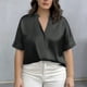 thumbnail image 2 of Mujeres Más Tamaño Manga Corta Tops Color Sólido Cuello Redondo Casual Camiseta Suave Transpirable, Mujeres Más Tamaño de Verano Tops, 2 of 5