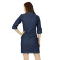 thumbnail image 7 of Bimba Women Short Blue Thin Soft Denim Mini Dress Classic Chic 3/4 Sleeve, 7 of 7