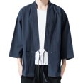 thumbnail image 4 of RUTAYY Men's Shirts Spring Autumn Casual Cardigan Sunscreen Shirt Solid Color Long Sleeve Comfortable Breathable Vacation Beach Blouse, 4 of 5