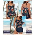 thumbnail image 2 of Women Two Piece Tankini Swimsuit Tummy Control Long Torso Top and High Waisted Boyshorts Bathing Suits, 2 of 5