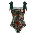 thumbnail image 3 of KBODIU Womens Swimsuits Vintage Floral One Piece Tie Shoulder Monokini Tummy Control Bathing Suits Square Neck Swimwear Bikini Sets for Women B 3XL, 3 of 4