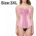 thumbnail image 2 of Corsé hasta cintura deshuesada Cincher Bustier Top Túnica sexy con botones delanteros - Rosa, 2 of 5
