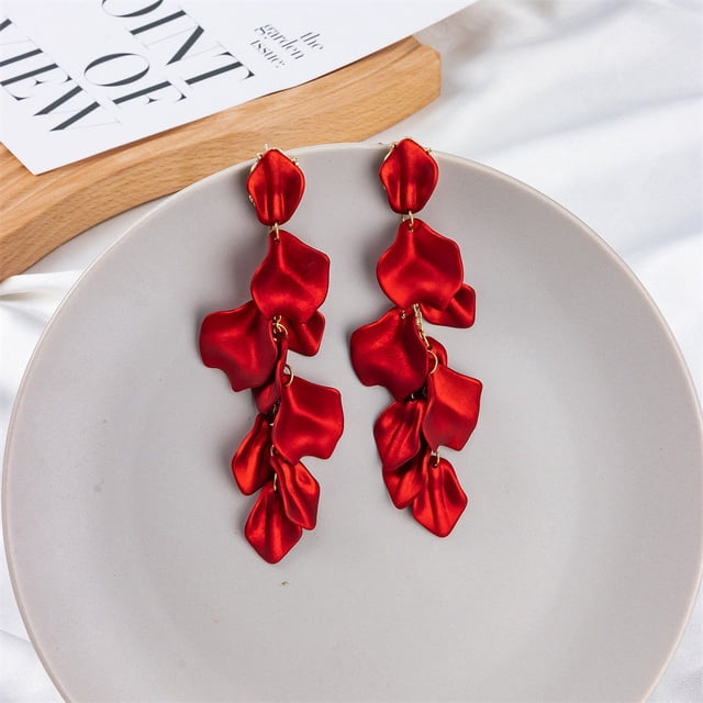WILLBEST Aretes De Acero Inoxidable Para Mujer, Modernos Pendientes De Esmalte Con Pétalos Florales De Colores, Elegantes Pendientes En Tono Caramelo