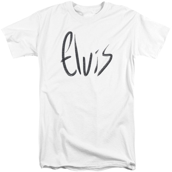 Elvis Presley Sketchy Name S/S Adult Tall White
