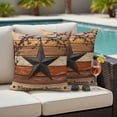 thumbnail image 4 of Texas Star Vintage Outdoor Waterproof Pillow Covers, Berry Burnt Orange Brown Wooden Decorative Square Throw Pillowcase Sofa Cushion Sham for Patio/Couch/Chair, 16"x16" 2 Pack, 4 of 8