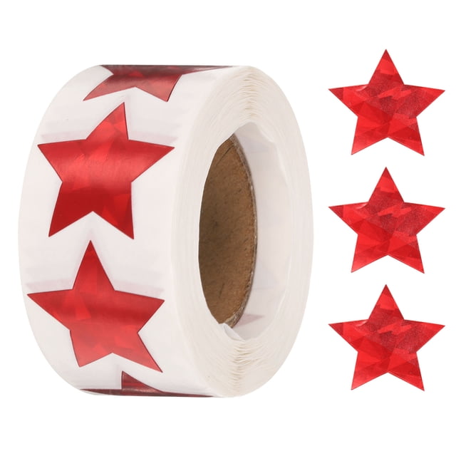 500 piezas de etiquetas autoadhesivas de estrella de 1 pulgada para tienda y hogar, rojo