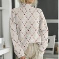 thumbnail image 3 of Suéter de cuello alto para mujer, jersey informal con estampado de alce navideño, cuello alto, corte ajustado, liso, para mujer, jersey de punto cálido de varios colores, 3 of 5