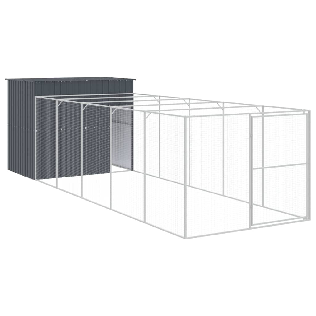 vidaXL Dog House Outdoor Dog Kennel Animal Cage with Roof Galvanized Steel