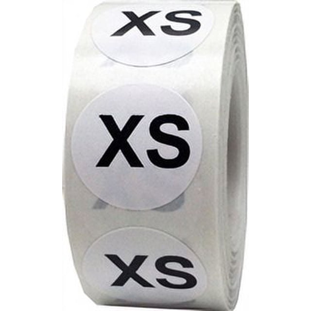 White Circle XS Clothing Stickers | 0.75" Inch Round | 500 Pack