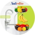 thumbnail image 3 of Auledio Houseware 2-Tier Fruit Vegetable Basket with Banana Tree Hanger Kitchen Countertop Organizer, Silver, 3 of 9