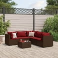 thumbnail image 1 of vidaXL 6 Piece Garden Lounge Set with Cushions Brown Poly Rattan, 1 of 5