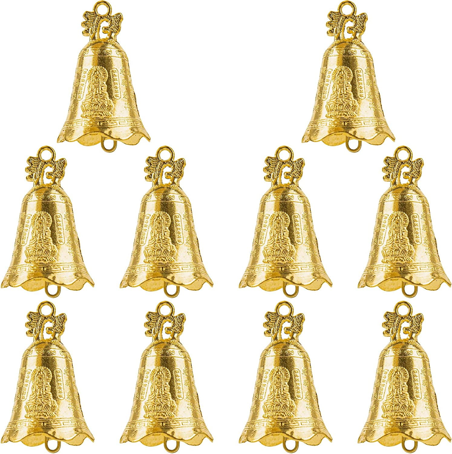 , 10 Pack Gold Tinkle Bells Vintage Buddhism Bells Jingle Bell Decorations Bells for DIY Craft