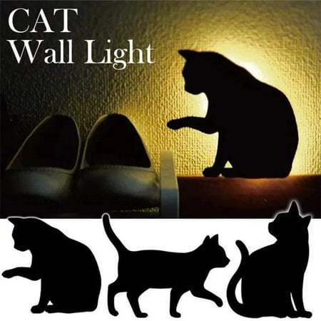 

Voice Light Sensor Switch Cat Night Light LED Projection Light Wall Lamp Silhouette Lights Animal