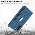 thumbnail image 5 of SaniMore for Samsung Galaxy S23 2023 Back Case with Zipper Card Pokcet Flip Wallet/Kickstand Shock Absorption Anti-fall Retro PU Leather Wear-resistant Shell For Samsung Galaxy S23, Blue, 5 of 9