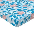 thumbnail image 4 of Ambesonne Leafy Artwork Fitted Sheet, Modern Floral Citrus, Twin XL Size, Azure Blue Salmon White, 4 of 5