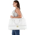 thumbnail image 3 of Protege 20” Drop Bottom Weekender Duffel Bag for Travel, Polyester Material, Carry-On Travel Bag, White, 3 of 10