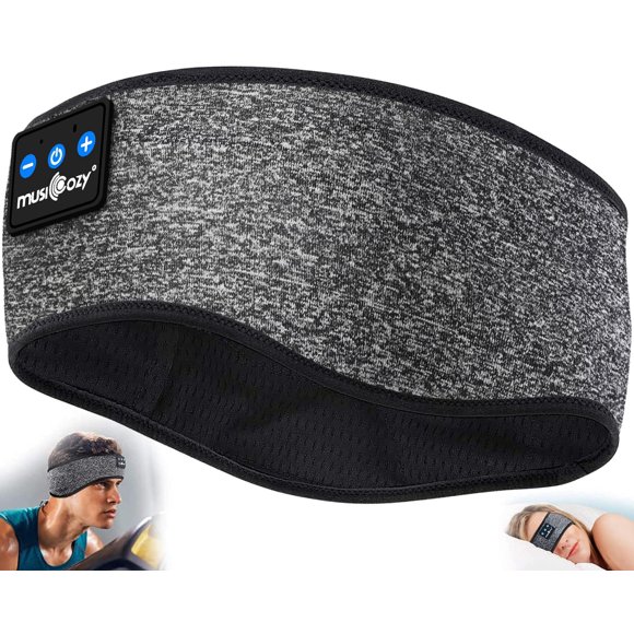 MUSICOZY Bluetooth 5.2 Sleep Headphones, Wireless Headband Earphones Sleeping Mask & Workout Headband for Women Men, Ideal for Running, Travel & Relaxation, Cool Tech Gifts