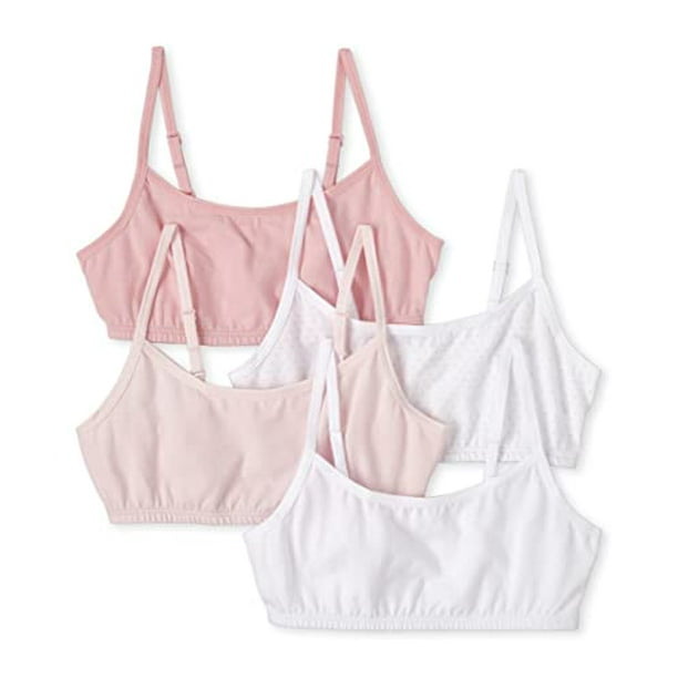girls Bralette Training Bra, Pink/White -4 Pack, XX-Large US