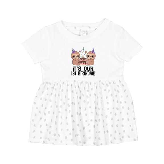 Inktastic Twins 1st Birthday Sloth Boy Girl 1 Year Old Girls Baby Dress
