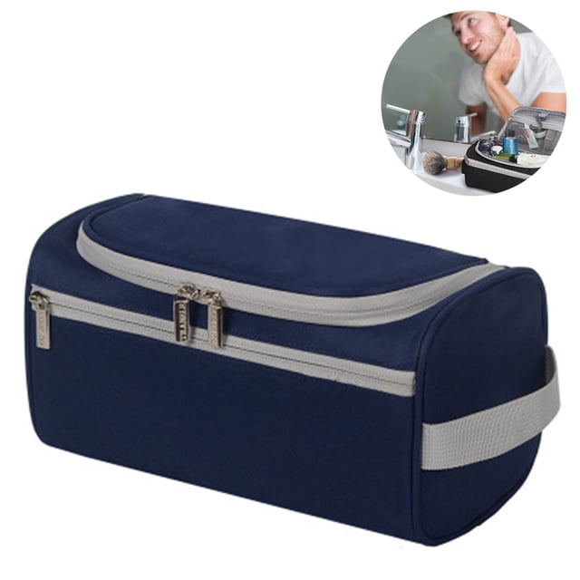 Neceser colgante para hombres y mujeres, kit de viaje portátil, organizador de cosméticos, bolsa de ducha de maquillaje impermeable, kit de afeitado para viajes, vacaciones, gimnasio, avión, azul