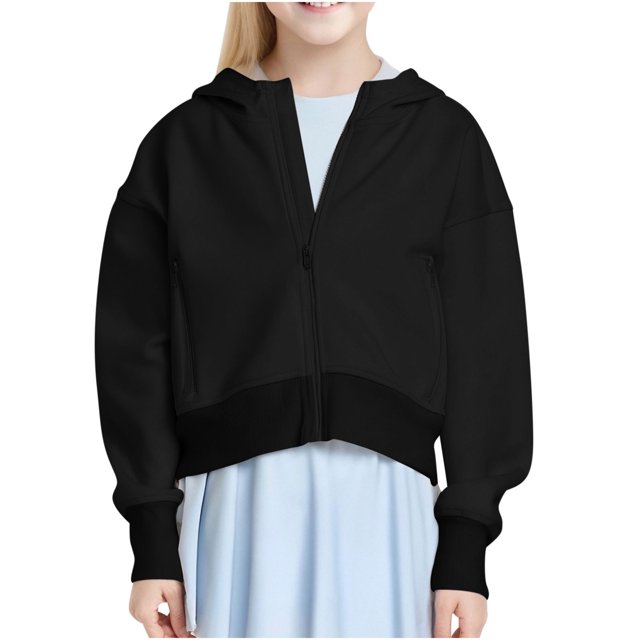 Mgmyaa Girls Full Zip-Front Performance Hoodie Long Sleeve Sports Pullover Crop Sweatshirts