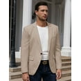 thumbnail image 4 of Men's Casual Linen Blazer Lightweight Regular Fit Sport Coat One Button Suit Jacket, 4 of 9