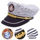 thumbnail image 3 of FELTECHELECTR gorro de capitán de mar con rayas azules para cosplay de adultos, estilo maníaco (58 cm, ajustable)., 3 of 5