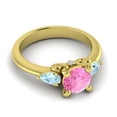 thumbnail image 3 of 2.50 Carat New Round Cut Pink Sapphire & Aquamarine Gemstone Engagement Ring for her Solid 18K Yellow Gold Size 5.5 by Diamond-Capitals, 3 of 8