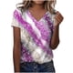 thumbnail image 2 of ICHUANYI Clearance Fashion Woman V-Neck Short Sleeve Blouse T-Shirt Summer Printing Loose Tops(Hot Pink, L) ICHUANYI WER2023080902765, 2 of 8