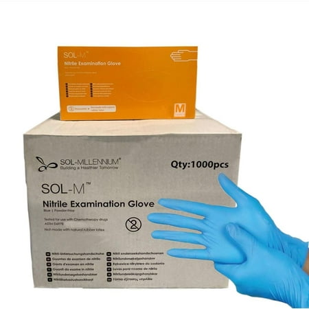 

Nitrile Exam disposable gloves 3.5 Mil Powder-Free Chemo-Rated for medical use Size Medium Case/1000 (Pack of 10)