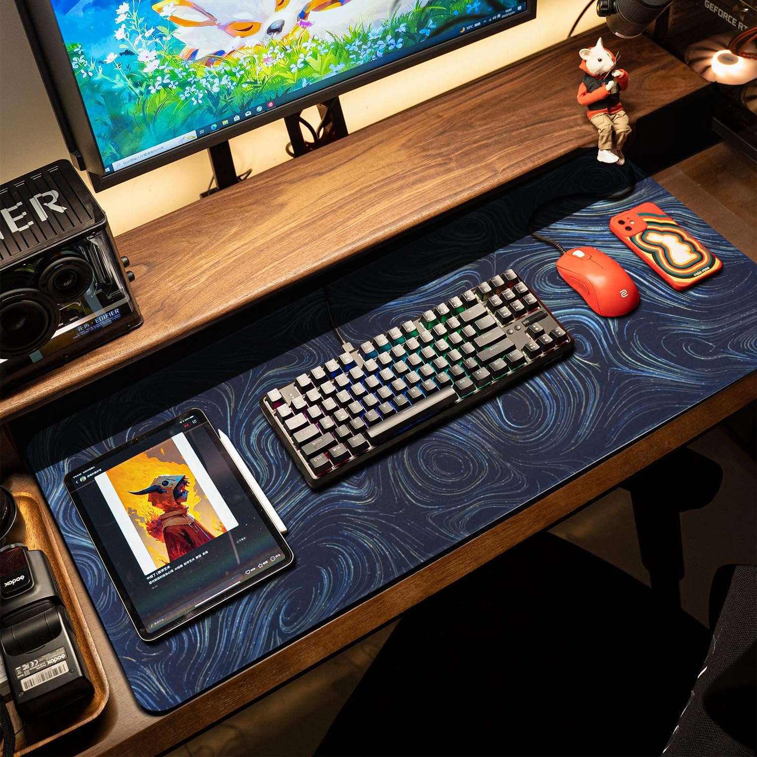 XLarge Gaming Mouse Pad Extended XL Long Soft Silk Fluid Fabric & Nonslip Rubber Base 31.5x15.75 Inch Computer Keyboard Mat for Gamers, Office Use Perfect for Company and Home