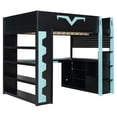 thumbnail image 5 of Harper & Bright Designs Full Size Gaming Loft Bed with Integrated Desk & RGB LED Lights, Wood Pro-Gamer Bed with Power Outlet, Large Bookshelf, Pegboard, Keyboard Tray & Storage Drawer, Blue, 5 of 16