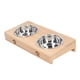 thumbnail image 5 of Cuenco doble de acero inoxidable para gatos, cómodo, resistente al óxido, elegante, fácil de limpiar, comedero elevado para perros y gatos con soporte de bambú, 5 of 8