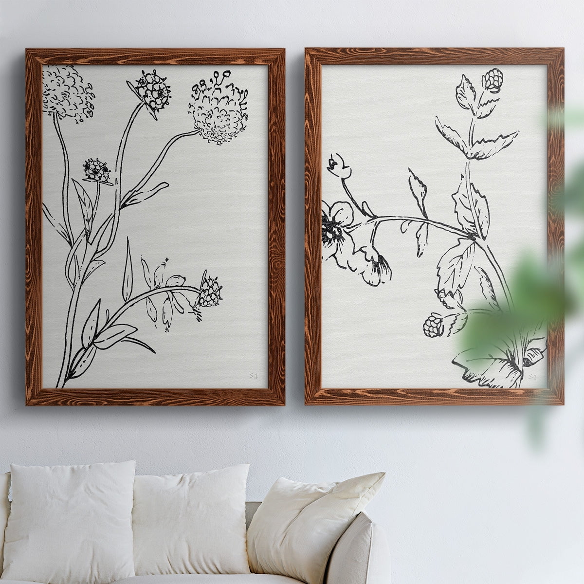 Botanical Study I - Premium Framed Canvas 2 Piece Set - Ready to Hang