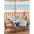 thumbnail image 2 of Outdoor Table Cloth with Umbrella Hole and Zipper, Navy Blue Coastal Waterproof Rectangle Tablecloth 54"x80", Ocean Nautical Starfish Coral Striped Washable Table Cover for Outside Party Patio Picnic, 2 of 6