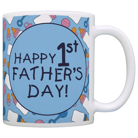 ThisWear First Fathers Day Mug Happy 1st Father's Day New or Expecting Dad Mug Coffee Mug Blue