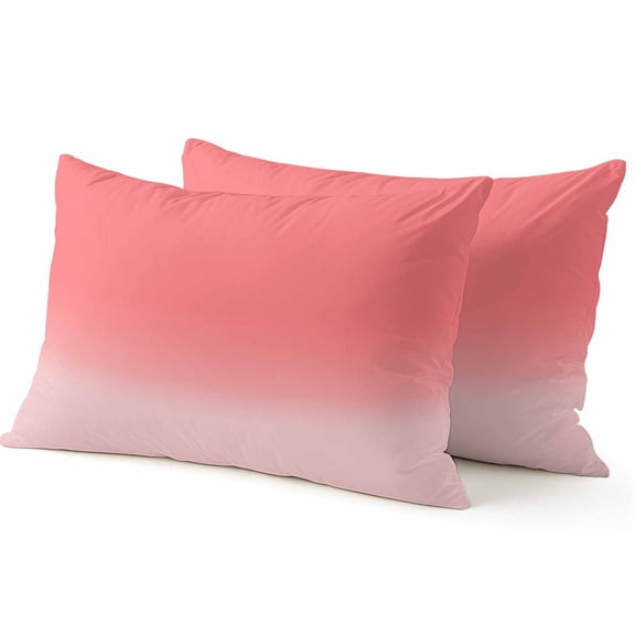 Decorative Throw Pillow Covers 12x20 Inch Set of 2 Red Pink Ombre Home Decor Pillow Cases for Couch, Gradient Gradual Color Cushion Case for Living Room Bedroom Bed Car Chair
