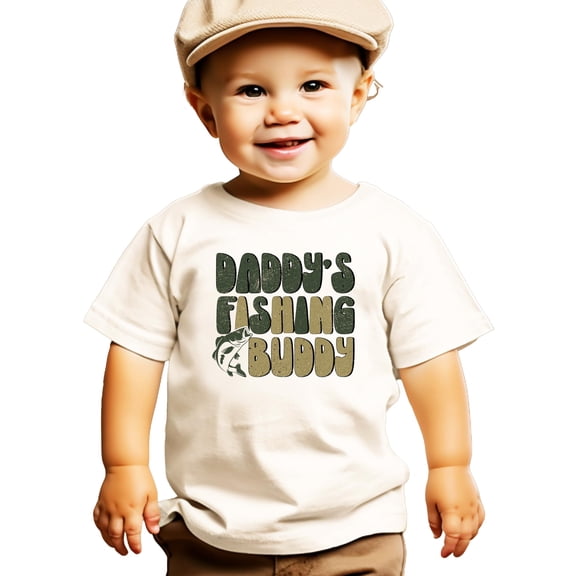Daddy's Fishing Buddy Shirt for Youth and Toddler Boys Everyday Fishing Tee for Kids Natural Shirt 18 Months
