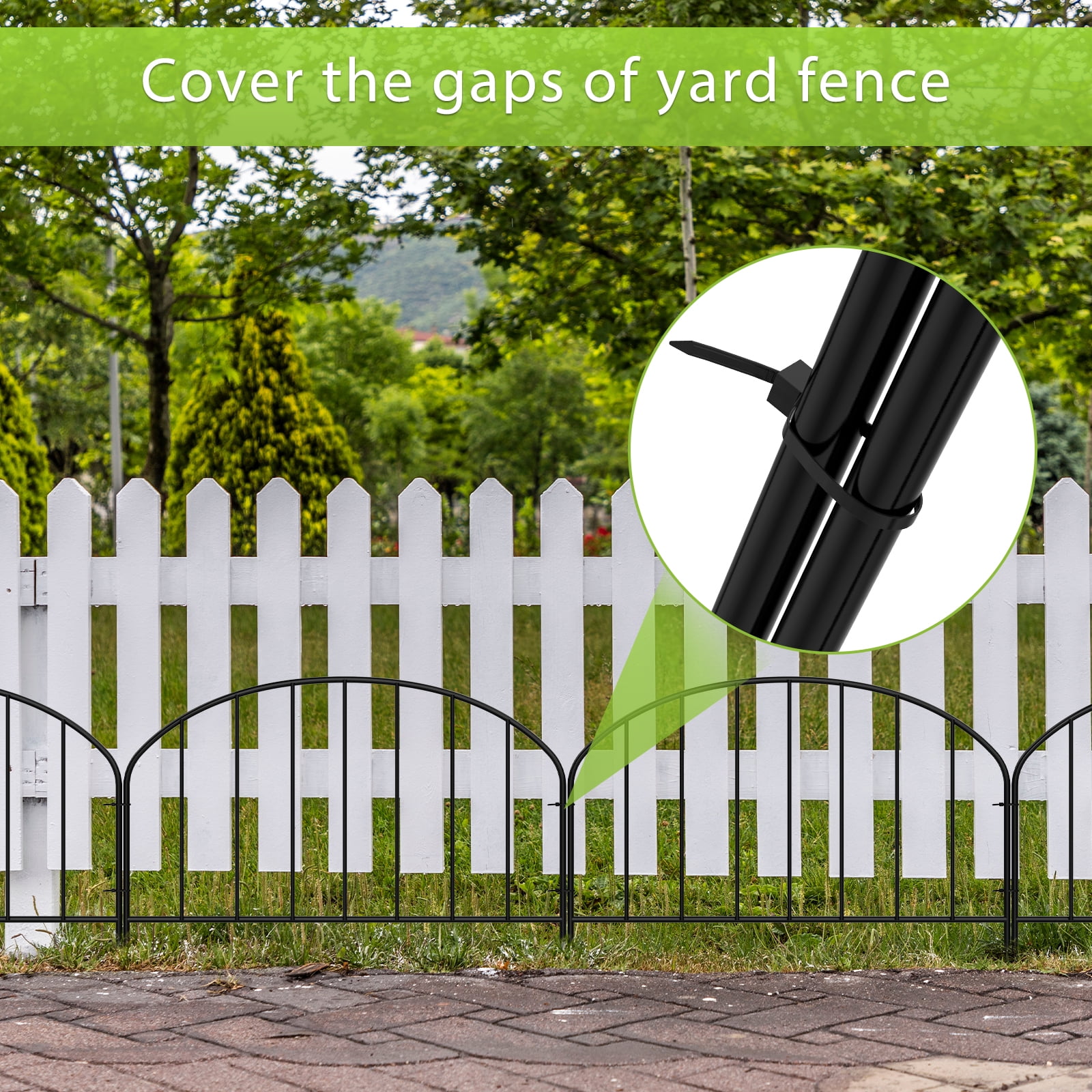 35-Pack Arched Bar Decorative Garden Fence 48.5FT Total Length, 18in×16in Black Metal Dog Animal Barrier for Yard Patio Flower Bed