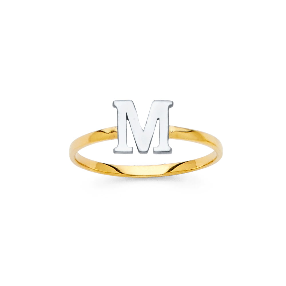 FB Jewels 14K Yellow White and Rose Three Color Gold Initial Letter RingE Size 7.5