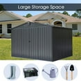thumbnail image 3 of Royard Oaktree 10x8 FT Metal Storage Shed, All-weather Galvanized Steel Tool Shed with Lockable Double Doors and Air Vents, Heavy-duty Outdoor Storage Shed for Patio, Garden, Backyard, Lawn, Black, 3 of 6