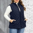 thumbnail image 4 of Plus Size Vest for Women Baeitkot Lightweight Quilted Zip Front Sleeveless Jacket with Pockets Casual Streetwear Navy XXXL, 4 of 7