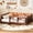 Deep Natural, variant on Bellemave Full Size Floor Bed with Bookshelf and LED Lights, Wood Montessori Bed Frame with Cute Safety Guardrails & Wood Slats Support for Kids Boys Girls, No Box Spring Needed, White