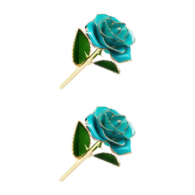 Cateissary Impresionantes flores de imitación rosas chapadas en oro para un encanto duradero plantas artificiales flores de plástico azul cielo cielo azul 2piezas