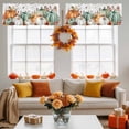 thumbnail image 4 of Fall Pumpkin Valances for Windows, 54 x 18in, Brown Sunflower Leaf Watercolor Thanksgiving Rod Pocket Kitchen Valance Curtain Light Filtering Window Treatments for Living Room Bedroom, 1 Panel, 4 of 7